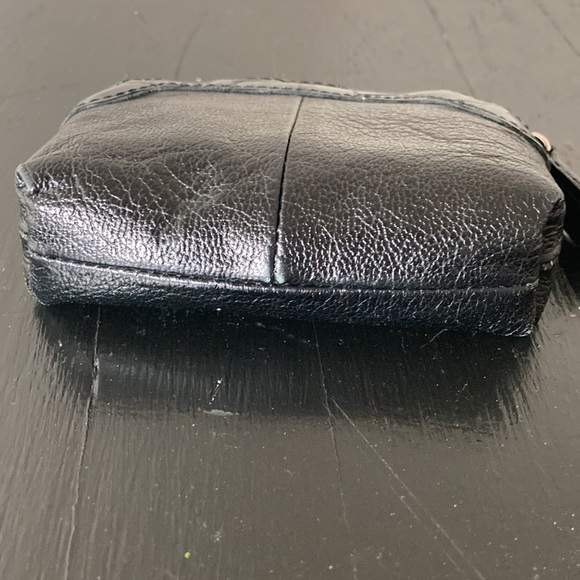 Brighton Change Purse Black Pebbled Leather Brown Croc Embossed Excellent - Picture 3 of 4